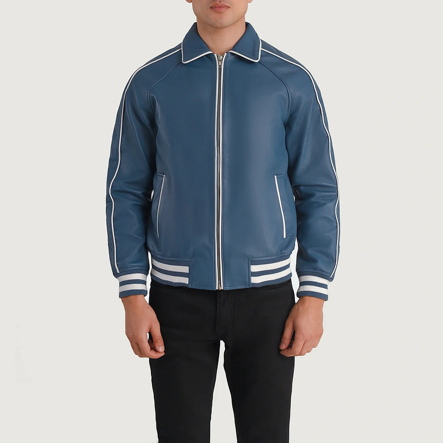 Men’s Semi-Aniline Sheepskin Leather Jacket with Raglan Sleeves