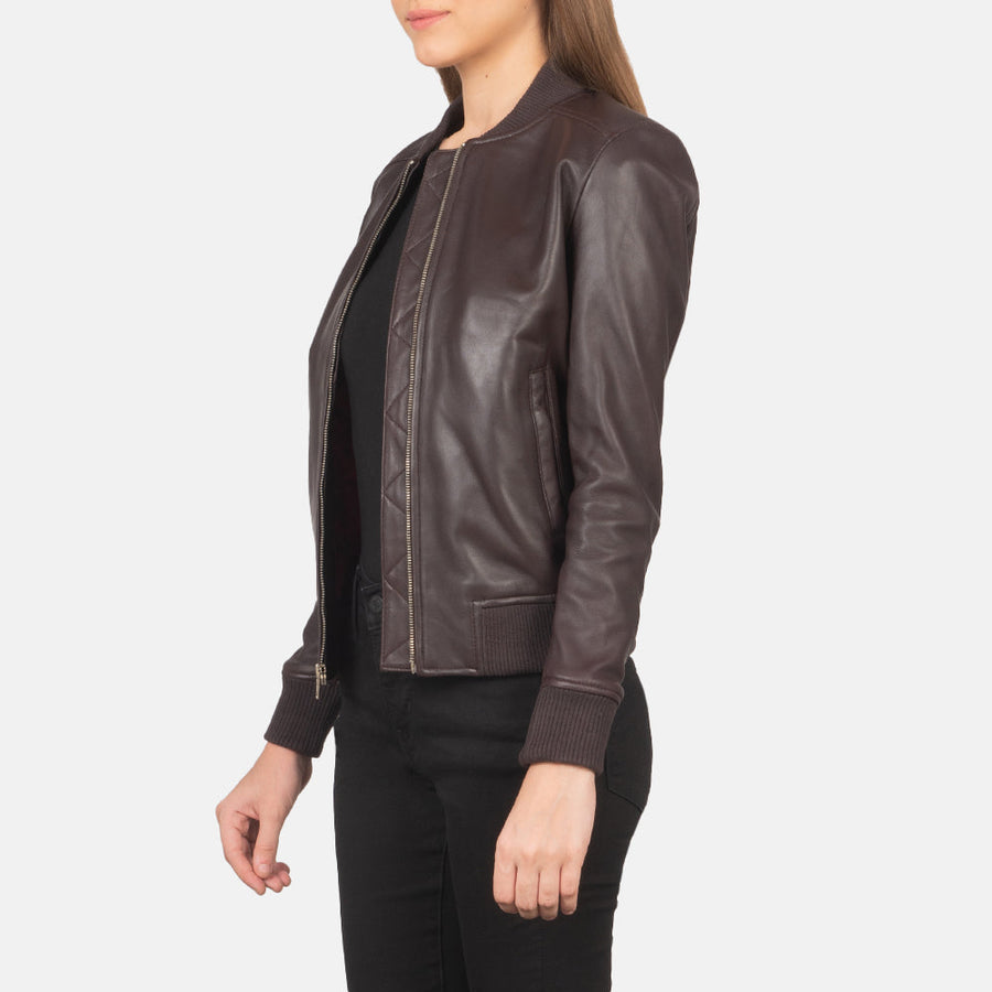 Sheepskin Genuine Leather Bomber Jacket For Women