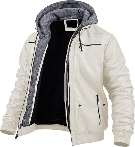 Men's Luxury Leather Jacket with Removable Hood - 100% Genuine Leather, Perfect for Riding and Everyday Wear