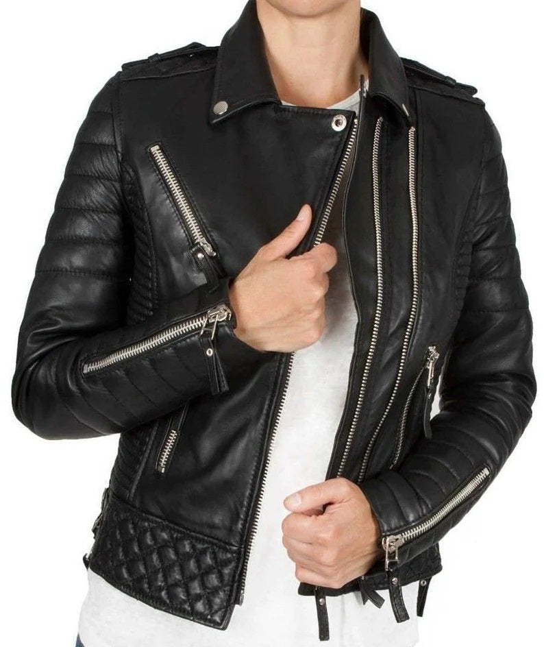 Women's Luxury Lambskin Leather Jacket - Classic Biker Style, Tailored Fit, Soft Genuine Leather