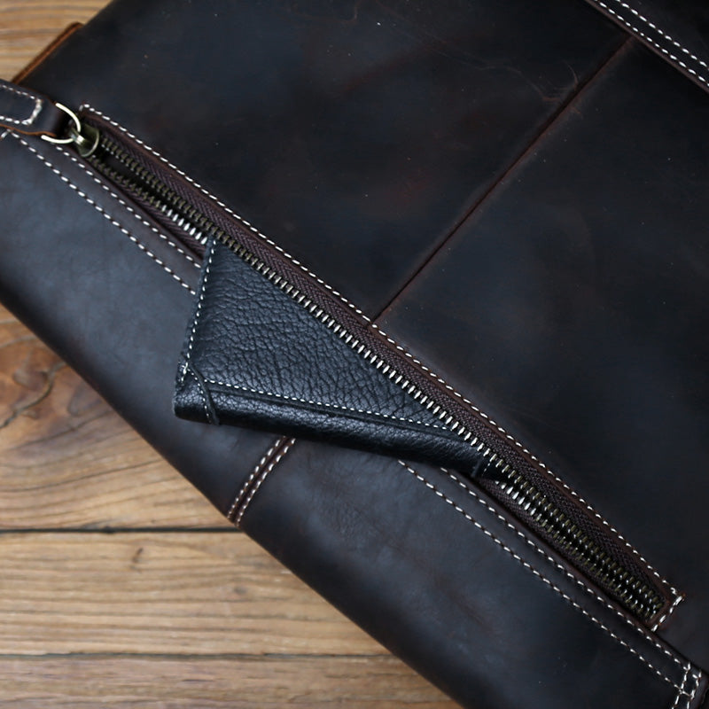 Crazy Horse Leather Laptop Messenger Bag – Crossbody Office & Business Bag