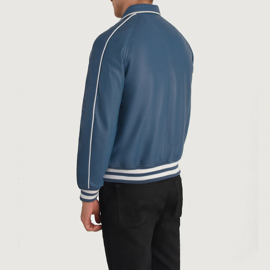 Men’s Semi-Aniline Sheepskin Leather Jacket with Raglan Sleeves