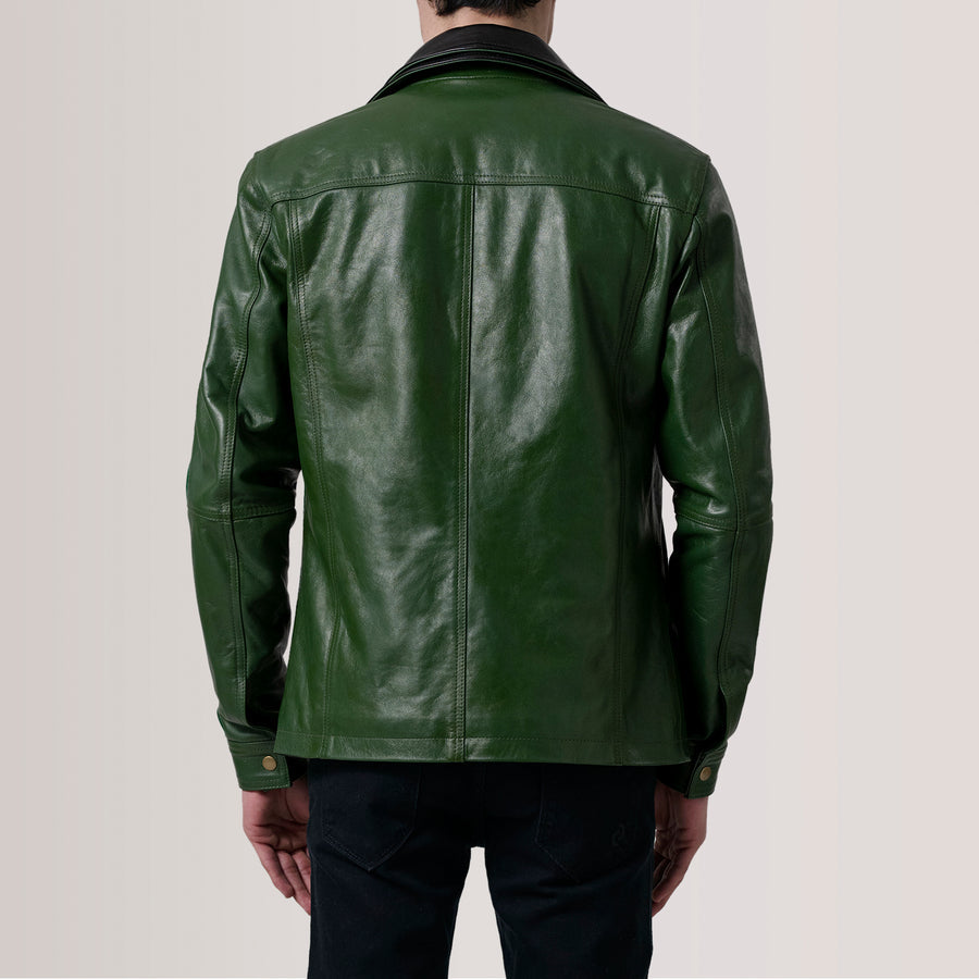 Classic Sheepskin Leather Jackets with Leather-Lined Shirt Collar