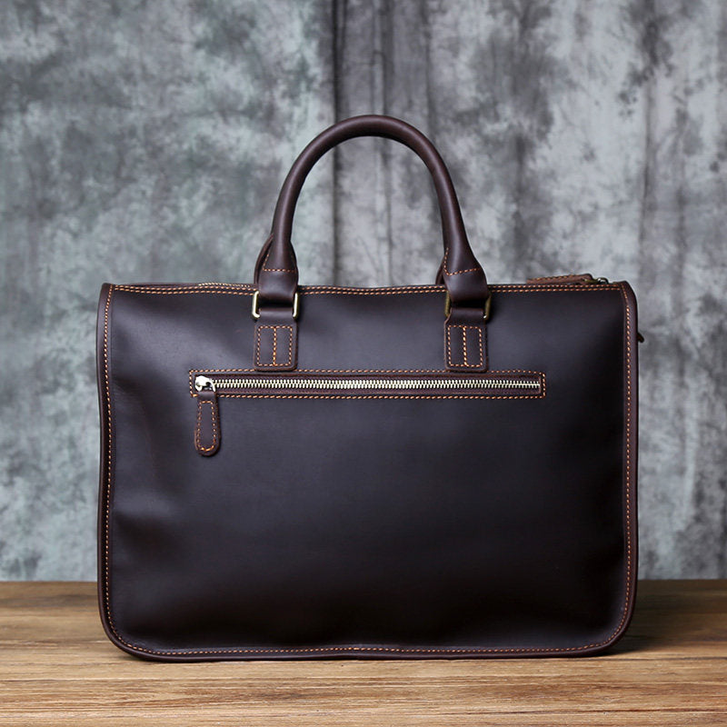 Crazy Horse Leather Laptop Briefcase – Vintage Business Office Messenger Bag