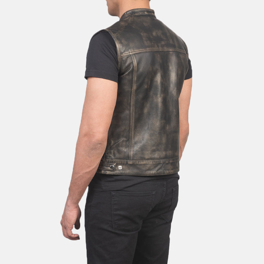 Men’s Sheepskin Leather Vest – Multicolor, Zipper with Button Flap