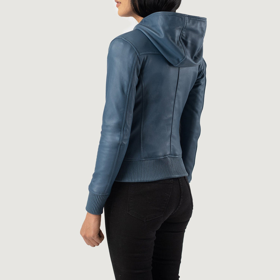 Women’s Hooded Sheepskin Leather Jacket with Fleece Lining