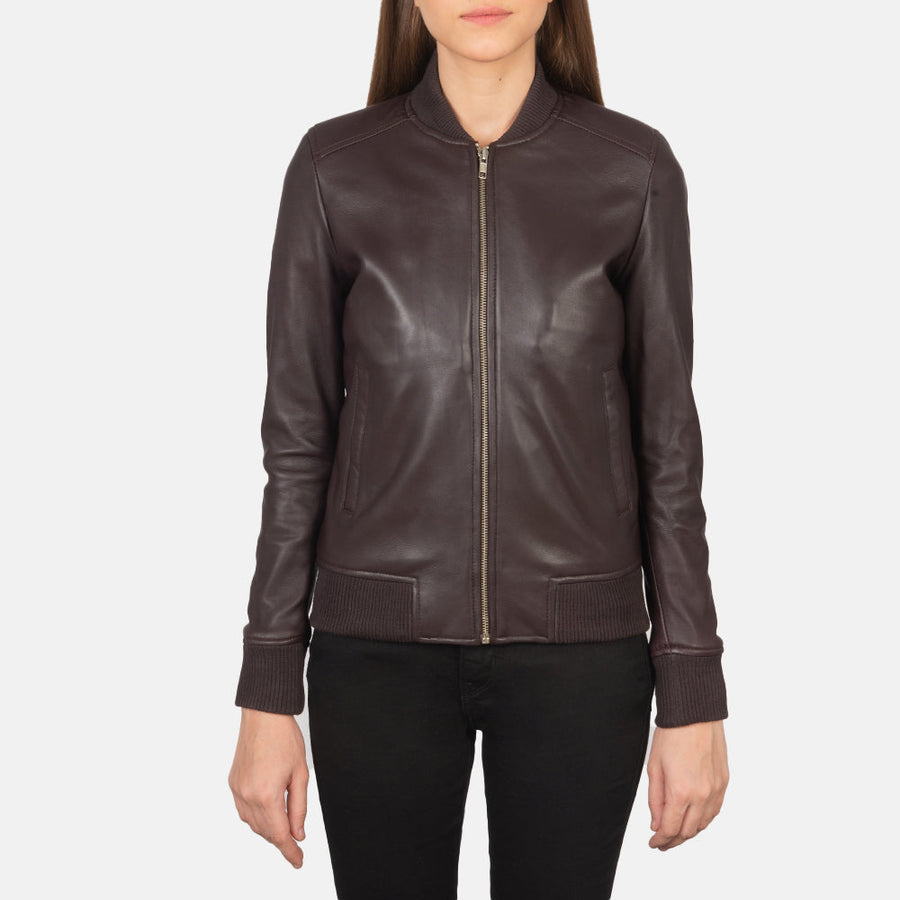 Sheepskin Genuine Leather Bomber Jacket For Women