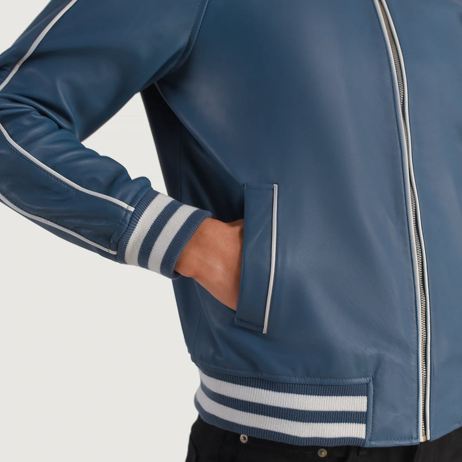 Men’s Semi-Aniline Sheepskin Leather Jacket with Raglan Sleeves