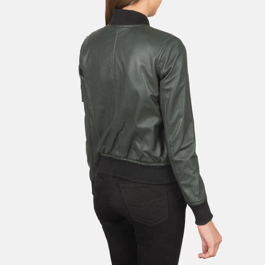 Genuine Sheepskin Leather Bomber Jacket For Women