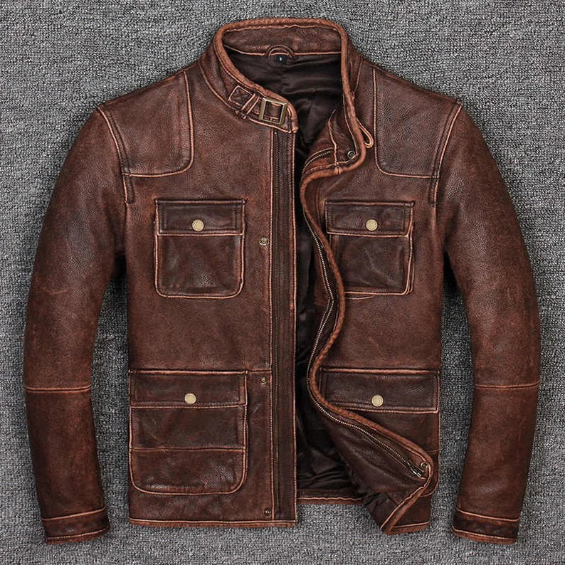 Men's Luxury Leather Jacket - Genuine Lambskin Leather, Biker Style, Soft and Rugged Look