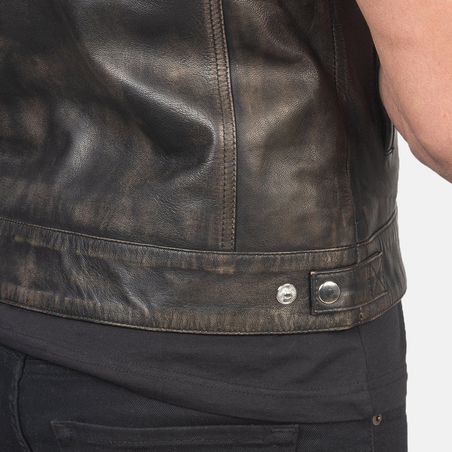 Men’s Sheepskin Leather Vest – Multicolor, Zipper with Button Flap