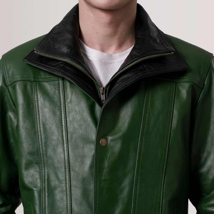 Classic Sheepskin Leather Jackets with Leather-Lined Shirt Collar