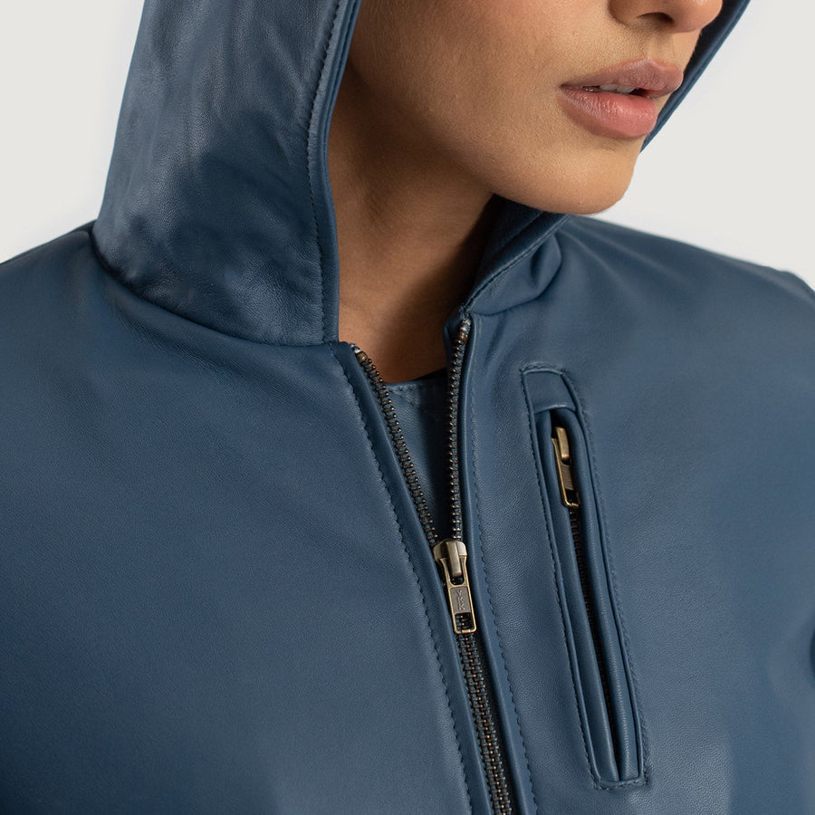 Women’s Hooded Sheepskin Leather Jacket with Fleece Lining