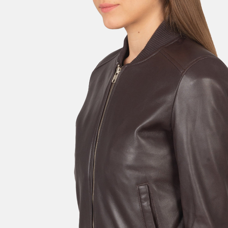 Sheepskin Genuine Leather Bomber Jacket For Women