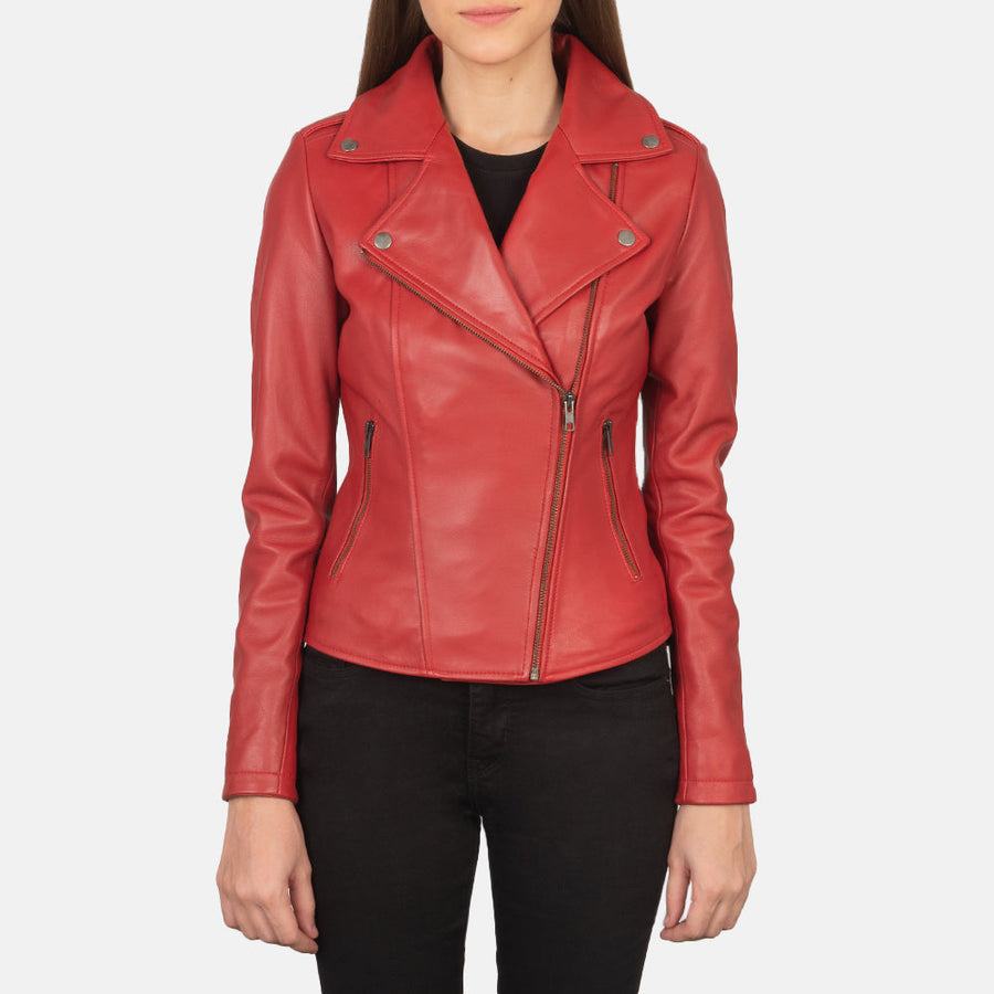 Women’s Sheepskin Leather Biker Jacket with Epaulettes