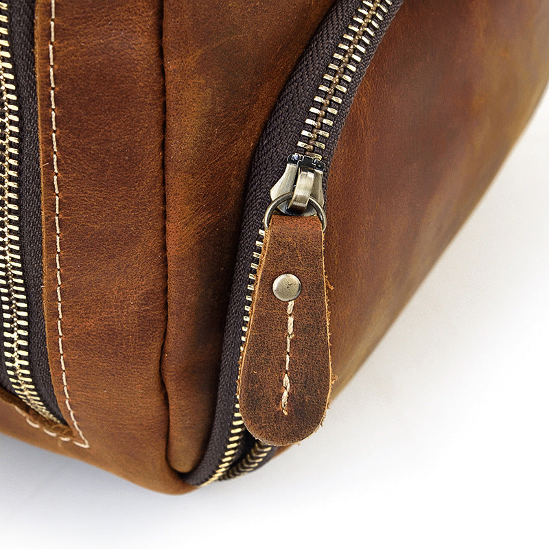 Genuine Crazy Horse Leather Duffle Bag with Shoe Compartment | Weekender Travel Bag