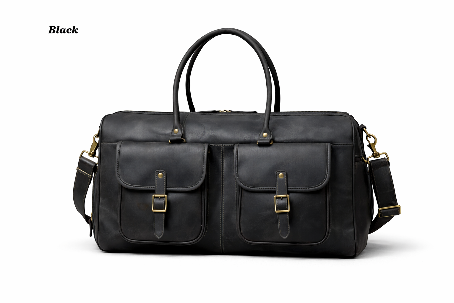 Genuine Crazy Horse Leather Duffle Bag with Shoe Compartment | Vintage Weekender Travel Bag