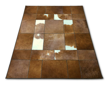 Saddle Brown Cowhide Rug – Hand-Laced Western Patchwork Area Rug