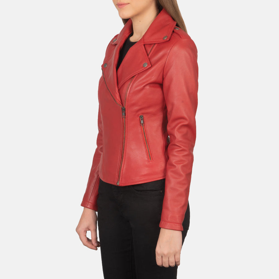 Women’s Sheepskin Leather Biker Jacket with Epaulettes