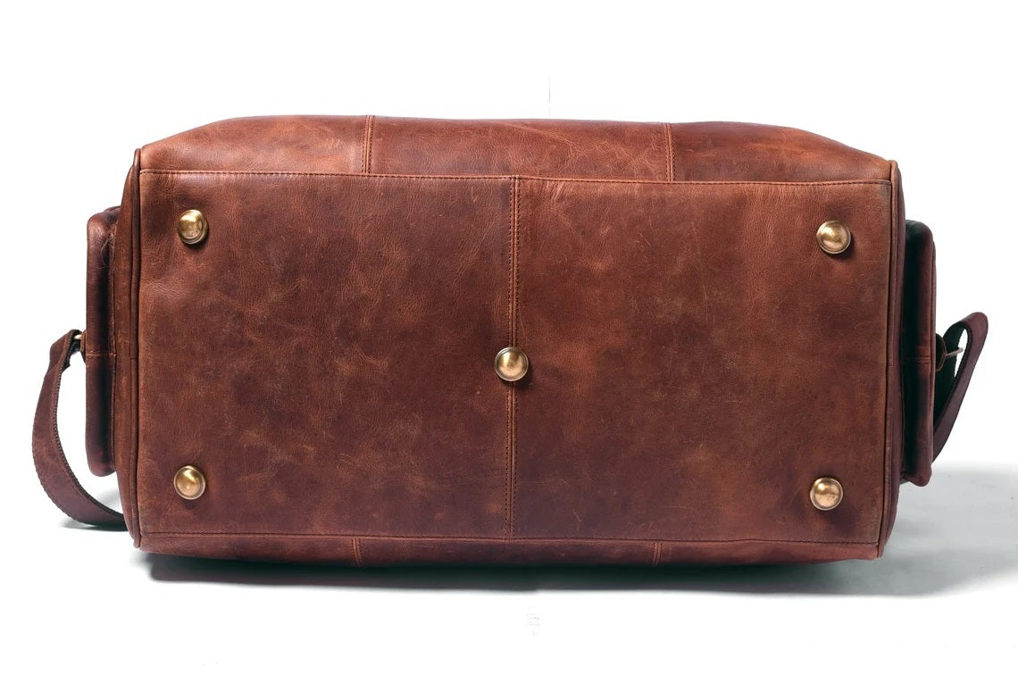 Leather Travel Duffel Bag – 100% Real Leather Weekender, Carry-On Luggage Bag for Men & Women