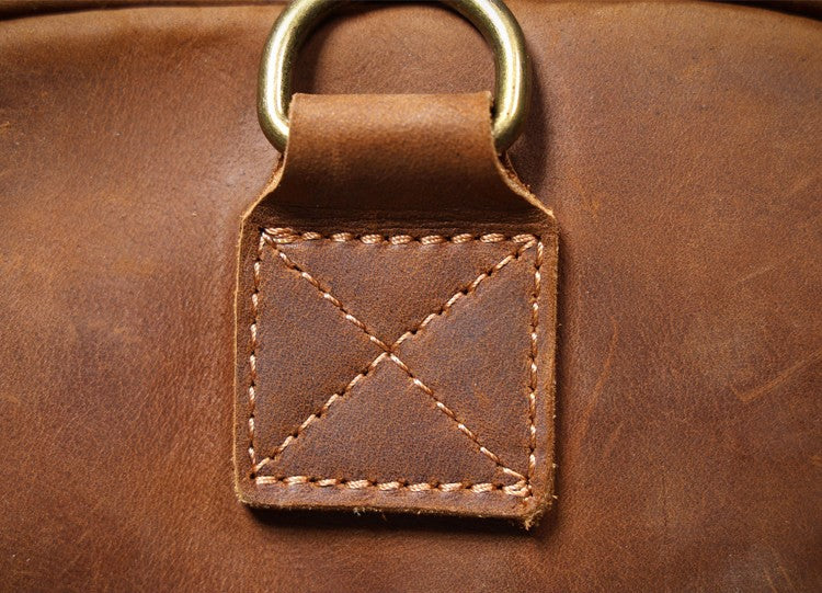 Genuine Crazy Horse Leather Duffle Bag with Shoe Compartment | Vintage Weekender Travel Bag
