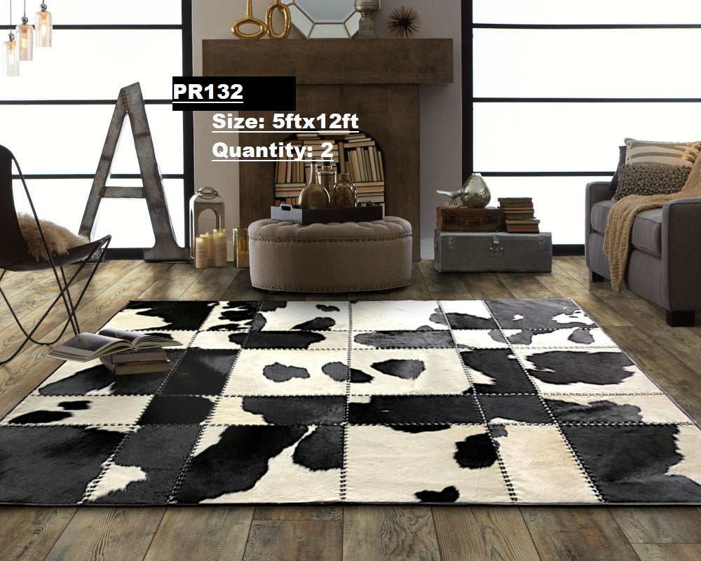 100% Cowhide Patchwork Carpet - Luxurious Floor Covering | Hallway Runner | PR519 and PR132