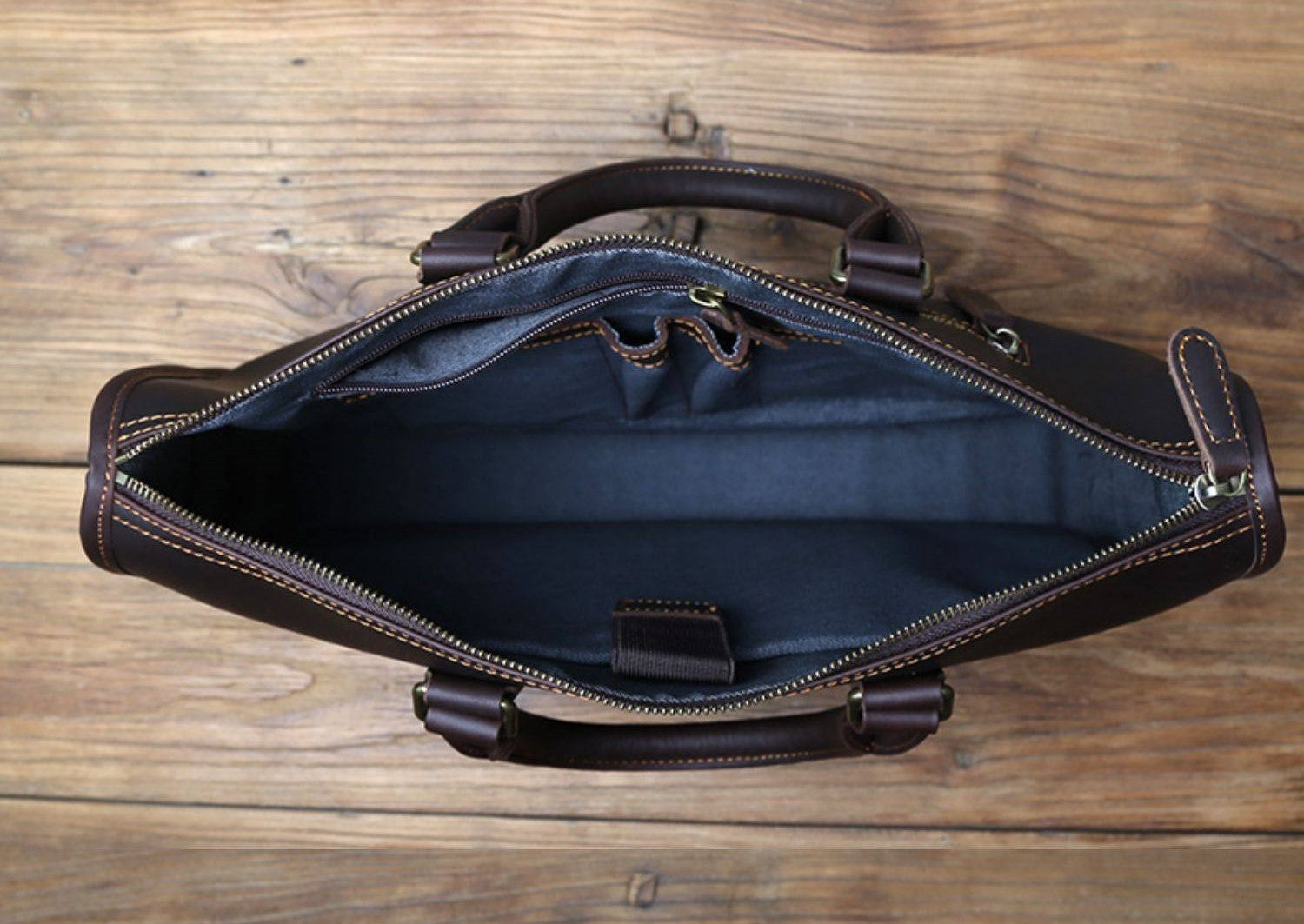 Crazy Horse Leather Laptop Briefcase – Vintage Business Office Messenger Bag