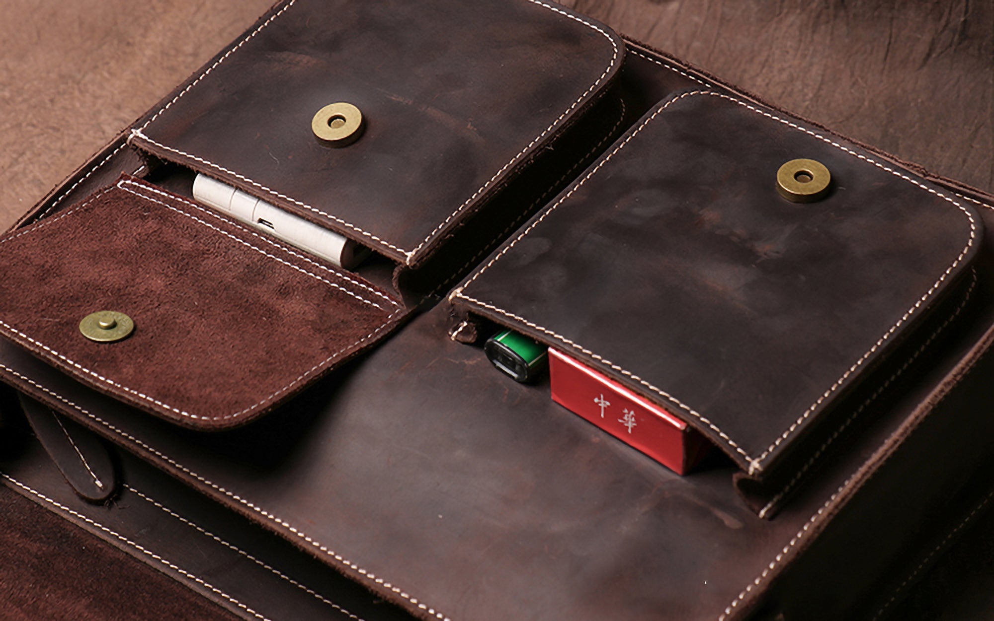 Crazy Horse Leather Laptop Messenger Bag – Vintage Crossbody Business & Office Bag