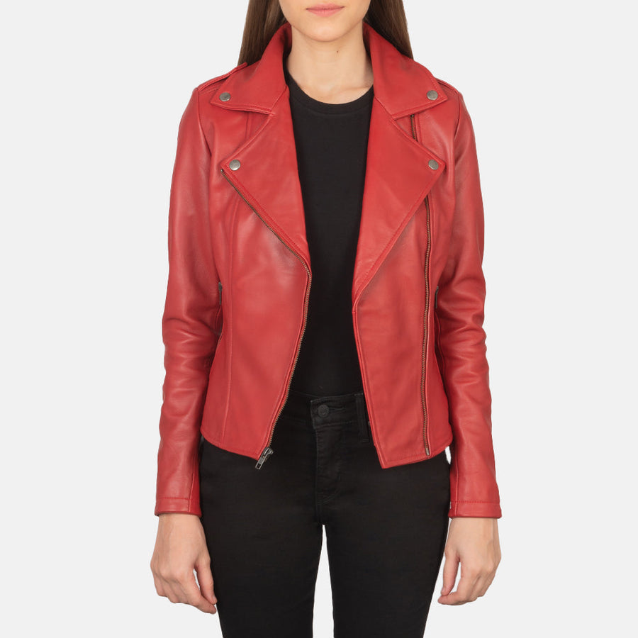 Women’s Sheepskin Leather Biker Jacket with Epaulettes