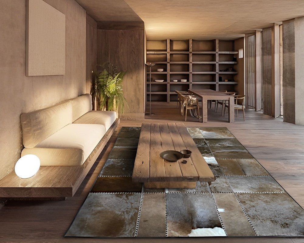 Dark Brown Cowhide Patchwork Rug – Rectangular Hair on Hide Area Rug