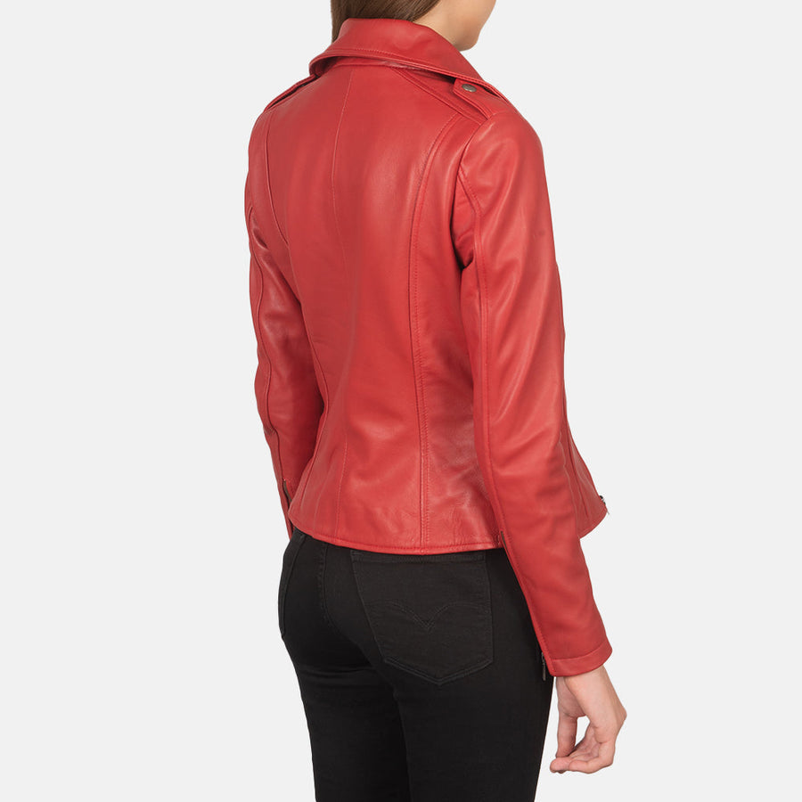 Women’s Sheepskin Leather Biker Jacket with Epaulettes