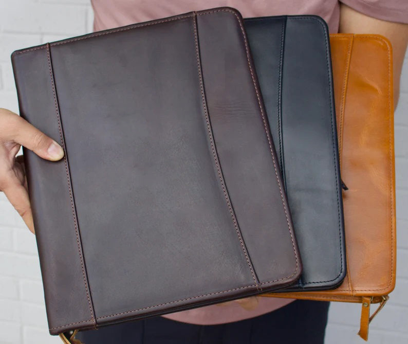 GENUINE Leather File Bag | Leather Office File Cover | Documents Bag / Portfolio Cover