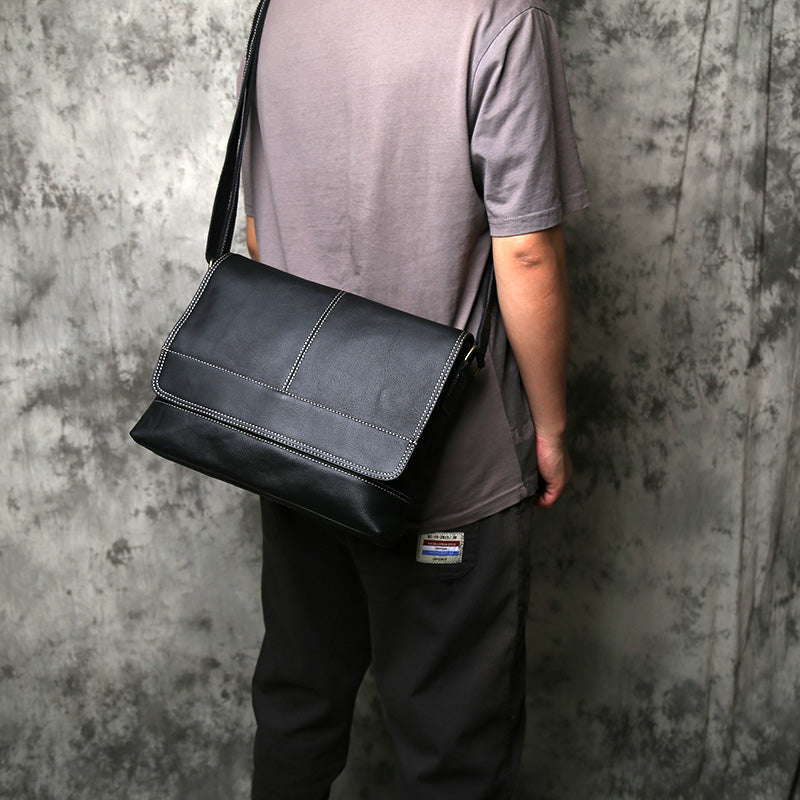 Crazy Horse Leather Laptop Messenger Bag – Crossbody Office & Business Bag