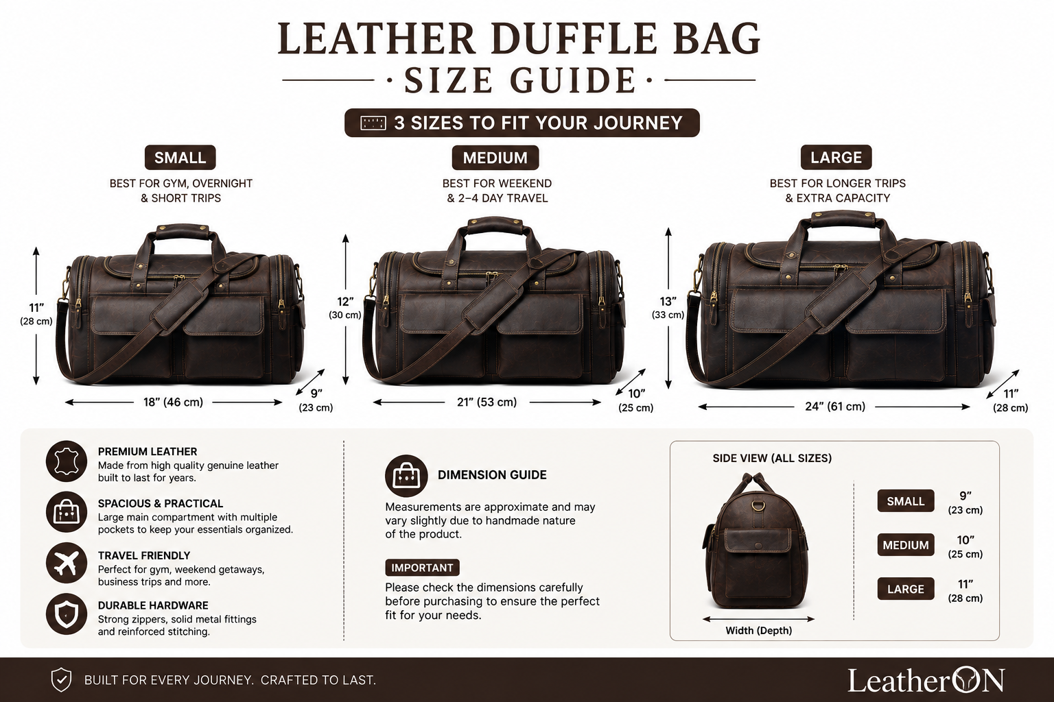 Crazy Horse Leather Duffle Bag – Genuine Leather Travel Weekender Bag for Men & Women