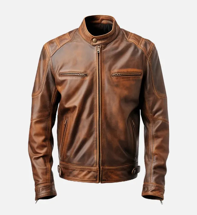 Genuine Vintage Distressed Sheepskin Leather Jacket – Brown