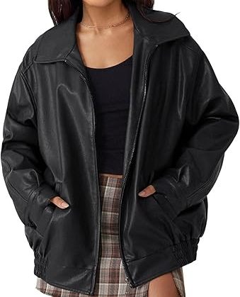 Women Real Leather Jacket - Trendy Bomber Moto Jacket - Oversized Leather Jackets Fall Fashion