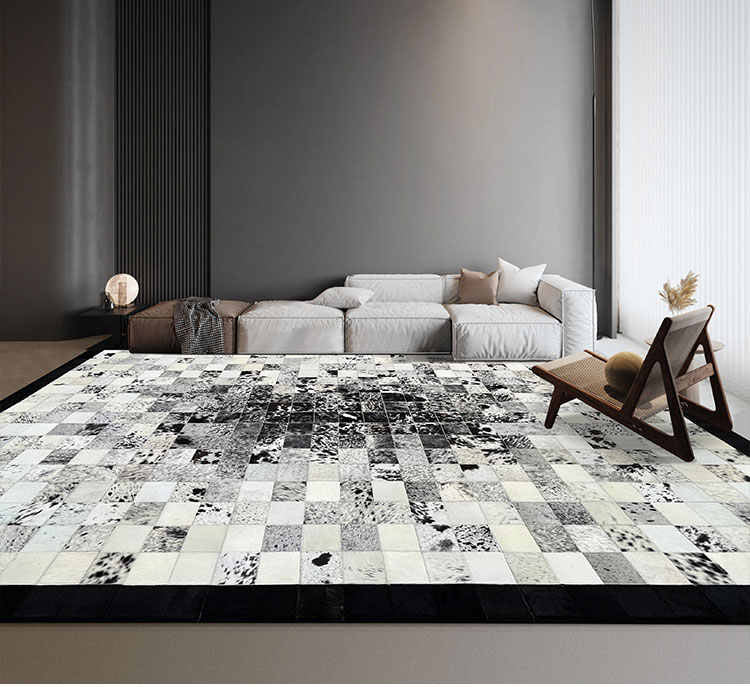 Premium Hair-On Cowhide Leather Patchwork Rectangle Carpet/Rug