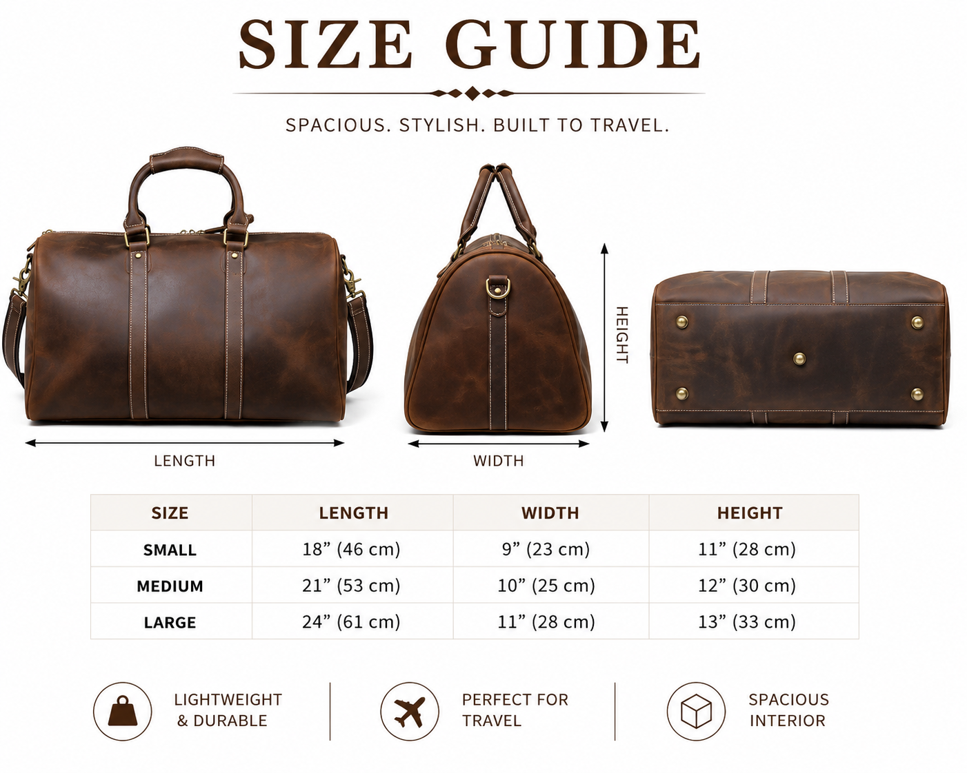 Genuine Crazy Horse Leather Duffle Bag | Vintage Weekender Travel Bag for Men & Women