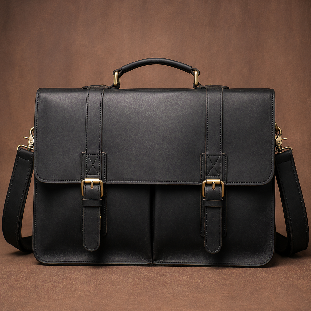 Crazy Horse Leather Laptop Messenger Bag – Vintage Business Briefcase with Shoulder Strap