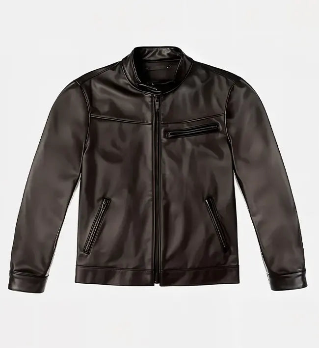 Men's Sheepskin Vintage Brown & Walnut Brown Leather Biker Jacket