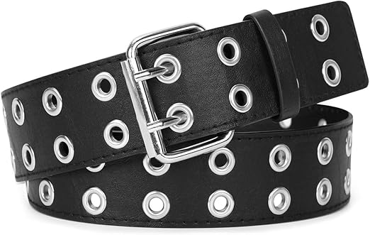 Double Grommet Leather Belt - Handcrafted, Durable, 100% Genuine Leather Punk Belt, Two Hole Belt