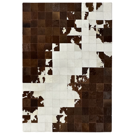 Authentic Hair-On Cowhide Leather Patchwork Rectangle Rug – Handcrafted Luxury