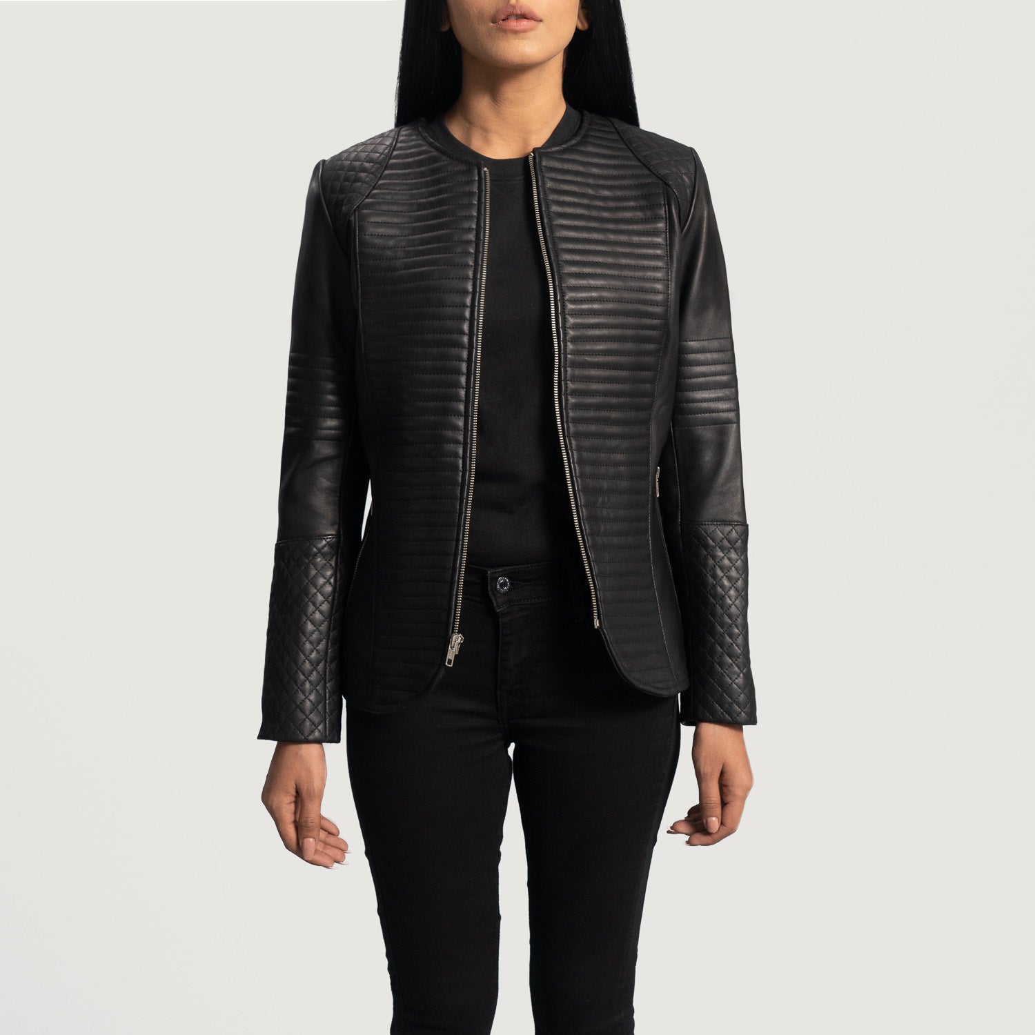 Women’s Sheepskin Premium Quilted Leather Jacket – Sleek Design