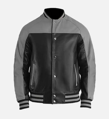 Men’s Sheepskin Leather Bomber Jacket – Multicolor with Ribbed Hemline and Iconic Detailing