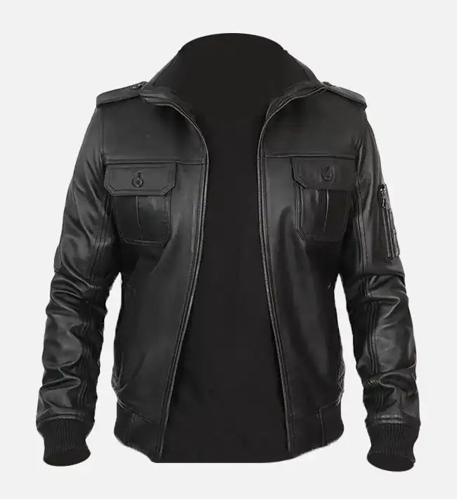 Men’s Sheepskin Vintage Leather Bomber Jacket