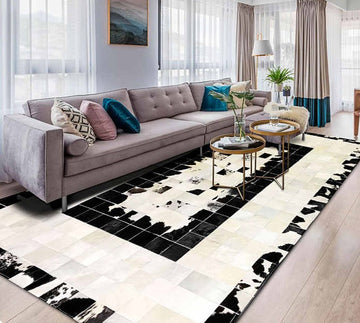 Natural Hair-On Cowhide Patchwork Leather Carpet – Handmade Excellence