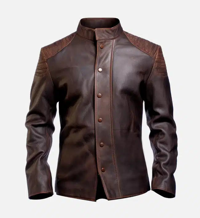 Men’s Genuine Sheepskin Brown Distressed Leather Jacket