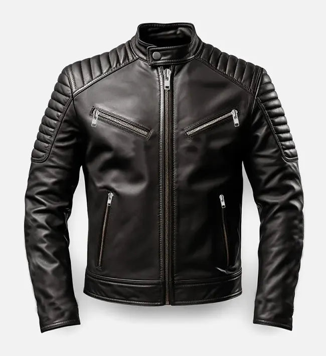 Men’s Vintage Sheepskin Slim fit Black Leather Jacket