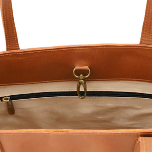 Handcrafted Leather Tote Bag | Vintage Tan Leather Shoulder Bag