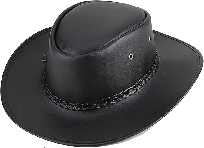 100% Real Leather Cowboy Hat | Cowboy Outback Hat - Classic Western Style